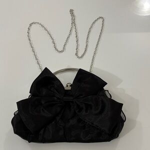 NEW: Elegant BLACK Evening Clutch with Chain Strap & ball kiss lock